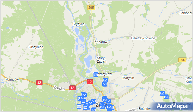 mapa Stary Żagań, Stary Żagań na mapie Targeo