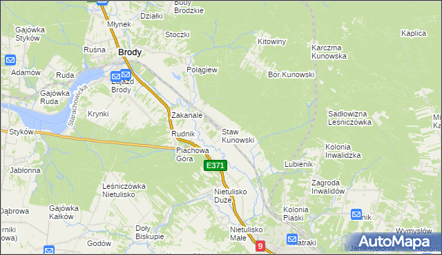 mapa Staw Kunowski, Staw Kunowski na mapie Targeo