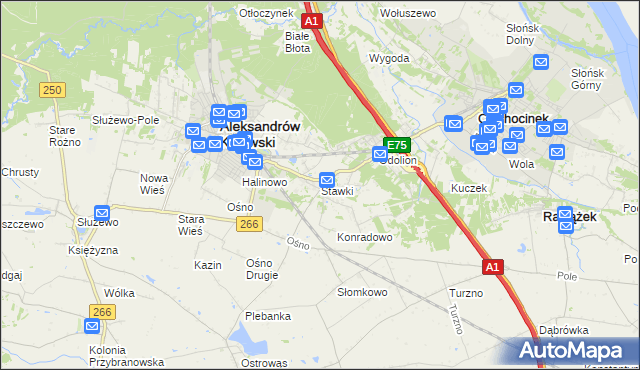 mapa Stawki gmina Aleksandrów Kujawski, Stawki gmina Aleksandrów Kujawski na mapie Targeo