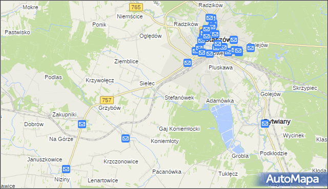 mapa Stefanówek, Stefanówek na mapie Targeo