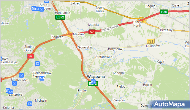 mapa Stefanówka gmina Wiązowna, Stefanówka gmina Wiązowna na mapie Targeo