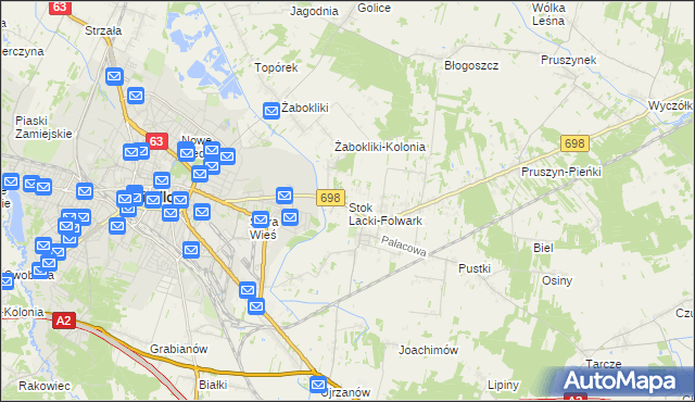 mapa Stok Lacki-Folwark, Stok Lacki-Folwark na mapie Targeo