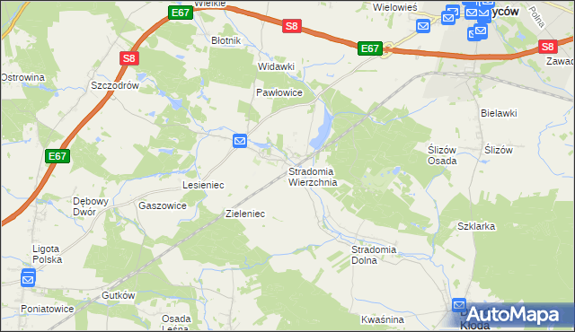 mapa Stradomia Wierzchnia, Stradomia Wierzchnia na mapie Targeo