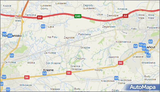 mapa Strażów, Strażów na mapie Targeo