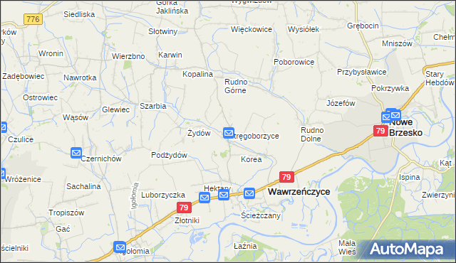 mapa Stręgoborzyce, Stręgoborzyce na mapie Targeo