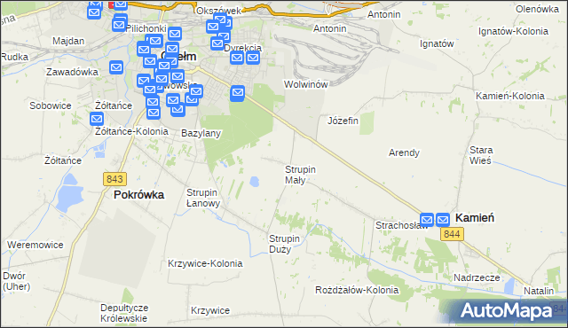 mapa Strupin Mały, Strupin Mały na mapie Targeo