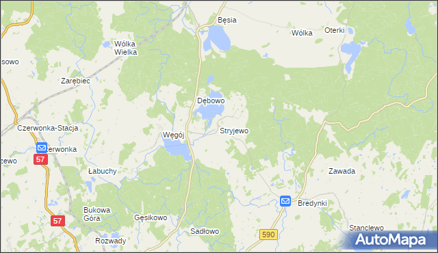 mapa Stryjewo, Stryjewo na mapie Targeo