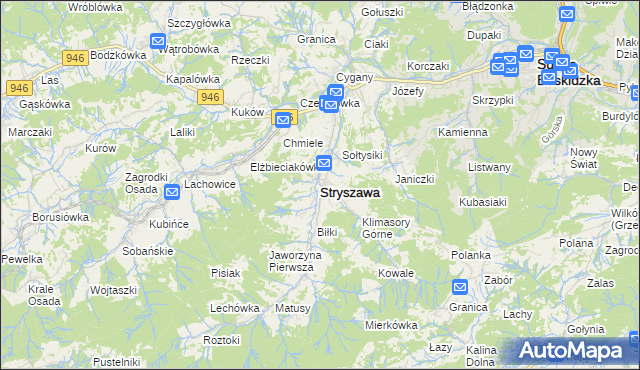 mapa Stryszawa, Stryszawa na mapie Targeo