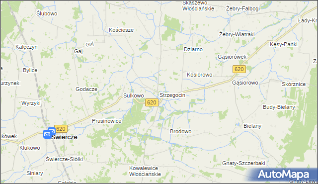 mapa Strzegocin gmina Świercze, Strzegocin gmina Świercze na mapie Targeo