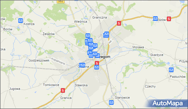 mapa Strzegom powiat świdnicki, Strzegom powiat świdnicki na mapie Targeo