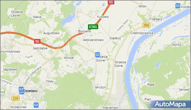 mapa Strzelce Górne, Strzelce Górne na mapie Targeo