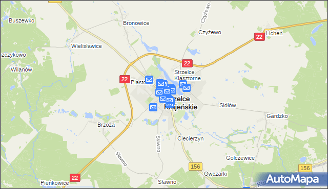 mapa Strzelce Krajeńskie, Strzelce Krajeńskie na mapie Targeo