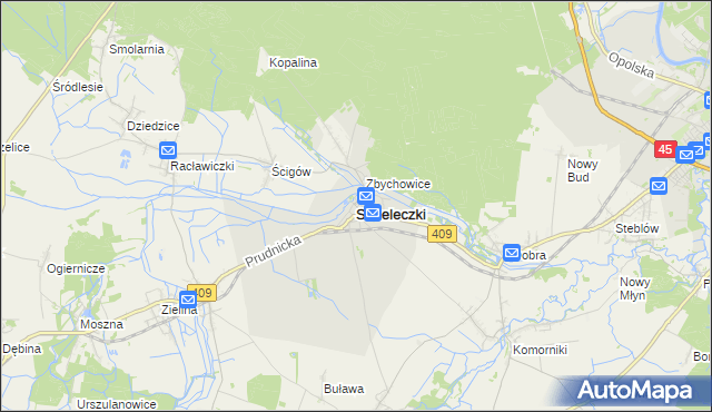 mapa Strzeleczki, Strzeleczki na mapie Targeo