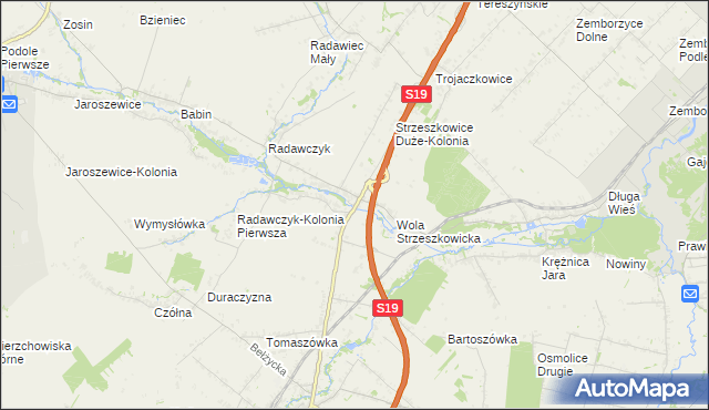 mapa Strzeszkowice Duże, Strzeszkowice Duże na mapie Targeo