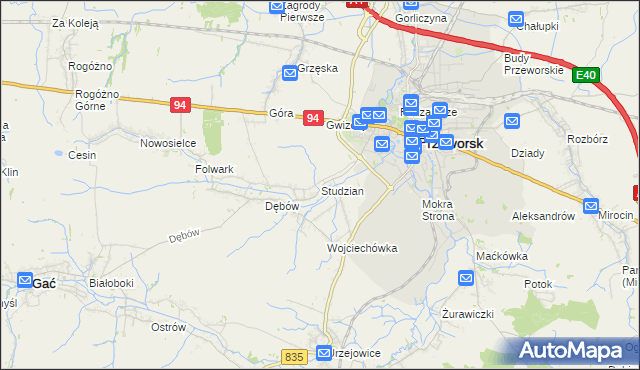 mapa Studzian, Studzian na mapie Targeo
