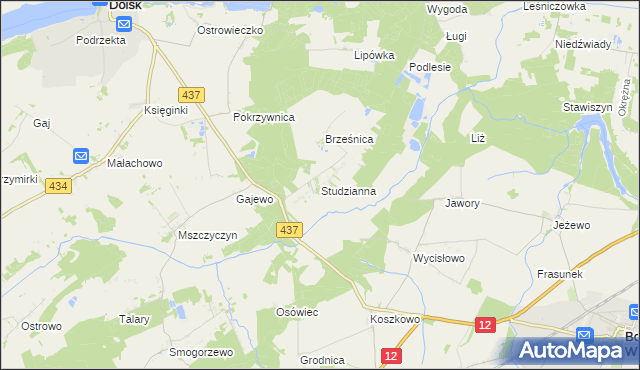 mapa Studzianna gmina Borek Wielkopolski, Studzianna gmina Borek Wielkopolski na mapie Targeo