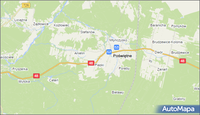 mapa Studzianna gmina Poświętne, Studzianna gmina Poświętne na mapie Targeo