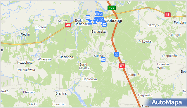 mapa Sucha gmina Białobrzegi, Sucha gmina Białobrzegi na mapie Targeo