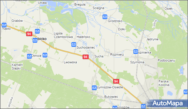 mapa Sucha gmina Strzelce Opolskie, Sucha gmina Strzelce Opolskie na mapie Targeo