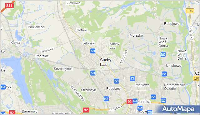 mapa Suchy Las powiat poznański, Suchy Las powiat poznański na mapie Targeo
