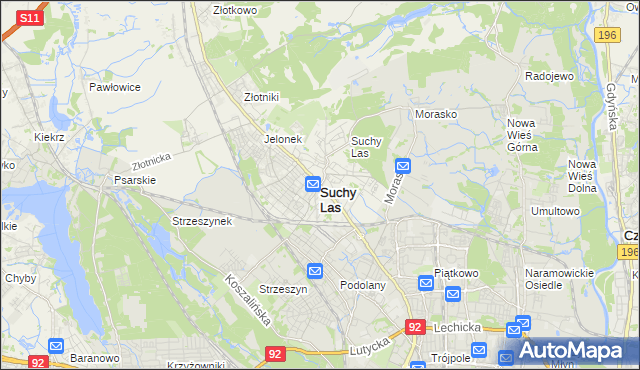 mapa Suchy Las powiat poznański, Suchy Las powiat poznański na mapie Targeo