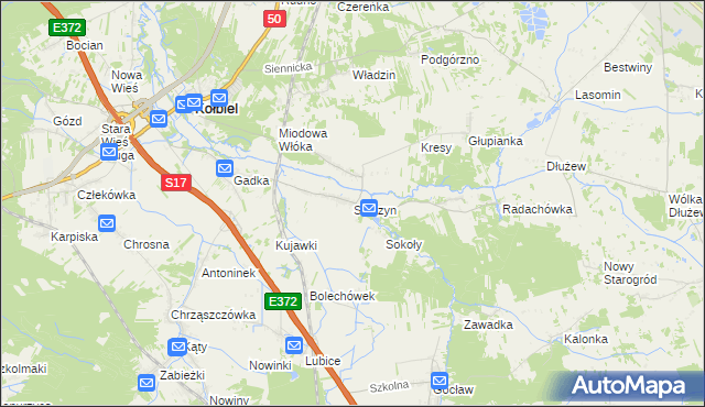 mapa Sufczyn gmina Kołbiel, Sufczyn gmina Kołbiel na mapie Targeo