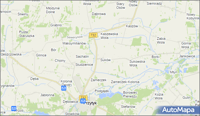 mapa Suków gmina Przytyk, Suków gmina Przytyk na mapie Targeo