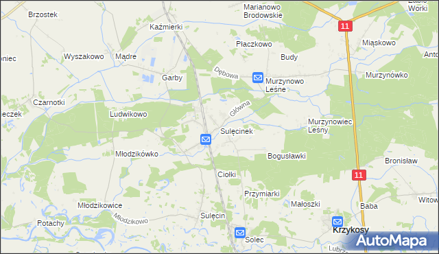 mapa Sulęcinek, Sulęcinek na mapie Targeo