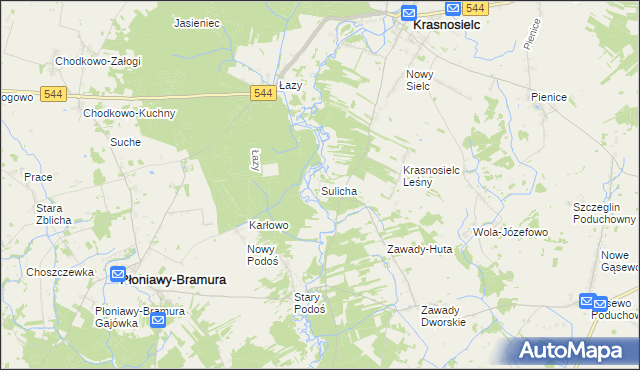 mapa Sulicha, Sulicha na mapie Targeo