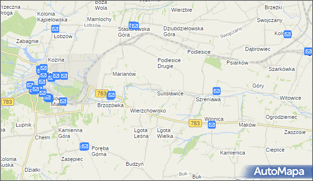 mapa Sulisławice gmina Wolbrom, Sulisławice gmina Wolbrom na mapie Targeo