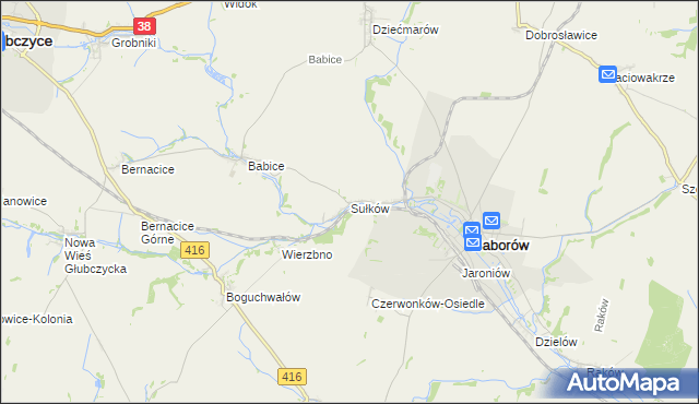 mapa Sułków gmina Baborów, Sułków gmina Baborów na mapie Targeo