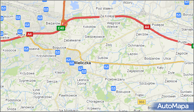 mapa Sułków gmina Wieliczka, Sułków gmina Wieliczka na mapie Targeo
