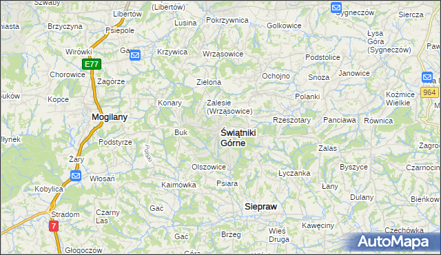 mapa Świątniki Górne, Świątniki Górne na mapie Targeo