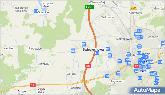 mapa Święciechowa, Święciechowa na mapie Targeo
