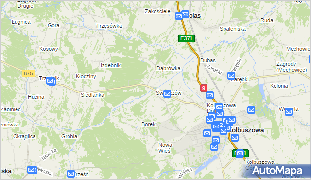 mapa Świerczów gmina Kolbuszowa, Świerczów gmina Kolbuszowa na mapie Targeo