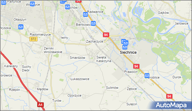 mapa Święta Katarzyna gmina Siechnice, Święta Katarzyna gmina Siechnice na mapie Targeo