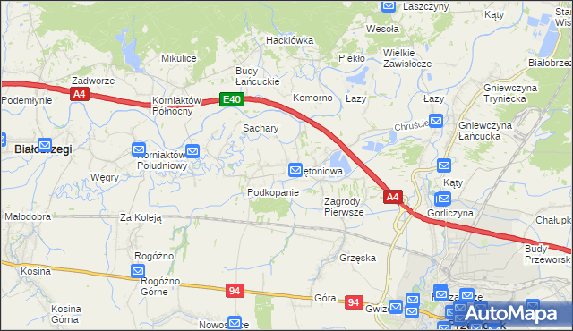 mapa Świętoniowa, Świętoniowa na mapie Targeo