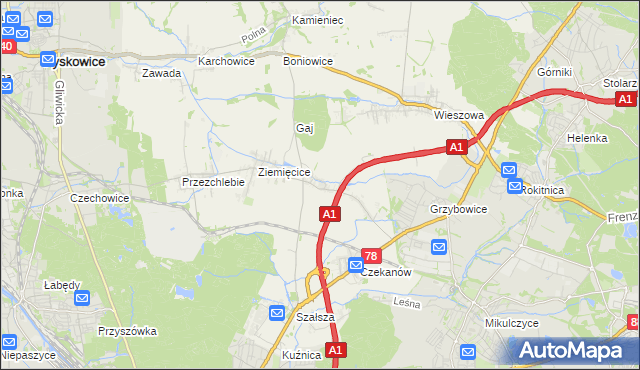 mapa Świętoszowice, Świętoszowice na mapie Targeo