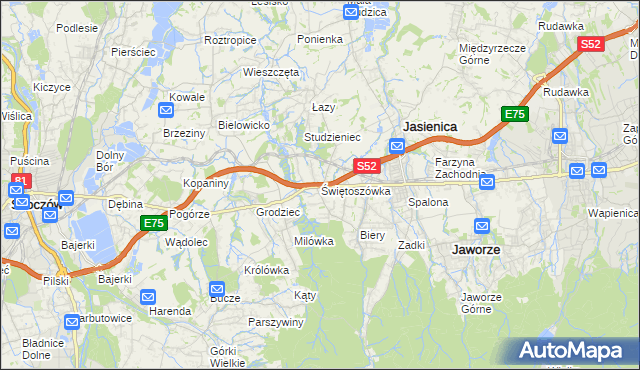 mapa Świętoszówka, Świętoszówka na mapie Targeo