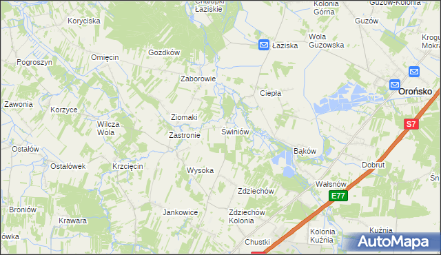 mapa Świniów, Świniów na mapie Targeo