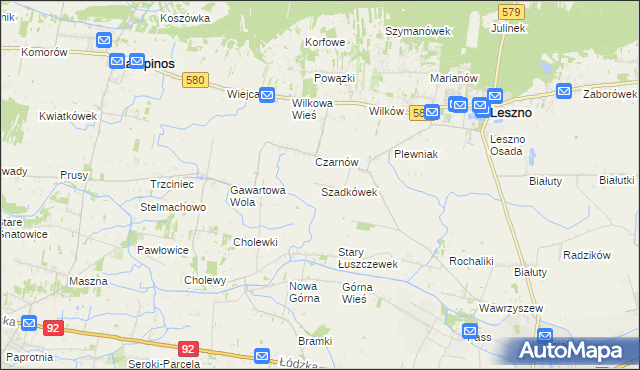 mapa Szadkówek, Szadkówek na mapie Targeo