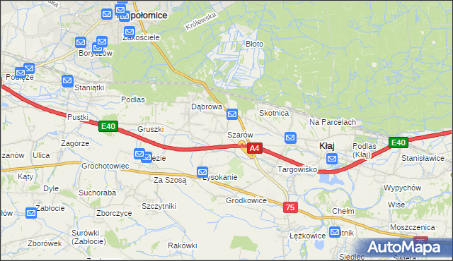 mapa Szarów gmina Kłaj, Szarów gmina Kłaj na mapie Targeo