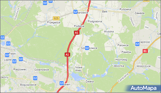 mapa Szczejkowice, Szczejkowice na mapie Targeo