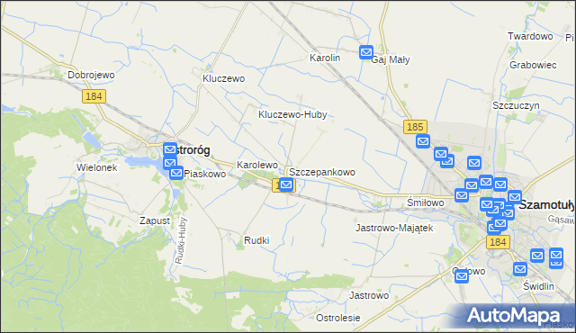 mapa Szczepankowo gmina Ostroróg, Szczepankowo gmina Ostroróg na mapie Targeo