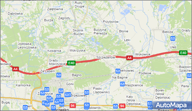 mapa Szczepanów gmina Brzesko, Szczepanów gmina Brzesko na mapie Targeo