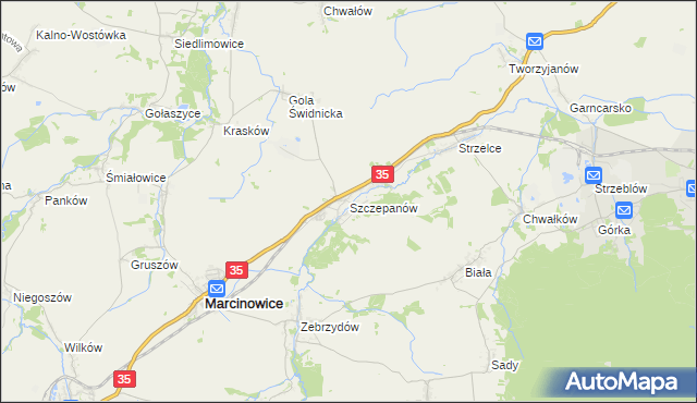 mapa Szczepanów gmina Marcinowice, Szczepanów gmina Marcinowice na mapie Targeo