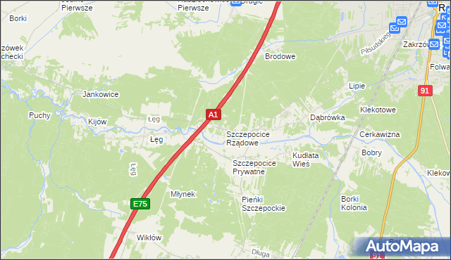 mapa Szczepocice Rządowe, Szczepocice Rządowe na mapie Targeo