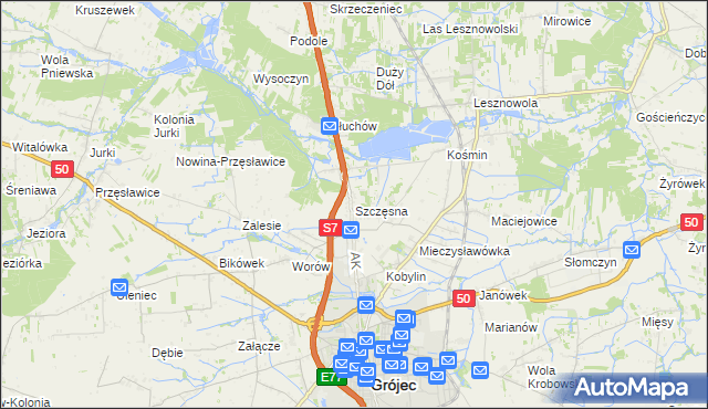 mapa Szczęsna, Szczęsna na mapie Targeo