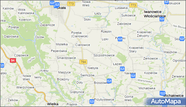 mapa Szczodrkowice, Szczodrkowice na mapie Targeo