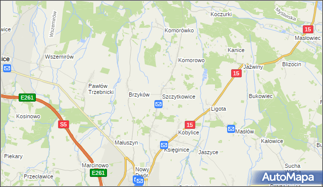 mapa Szczytkowice, Szczytkowice na mapie Targeo